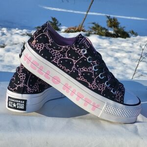 Converse Hello Kitty Black Pink Platform Womens Sneakers